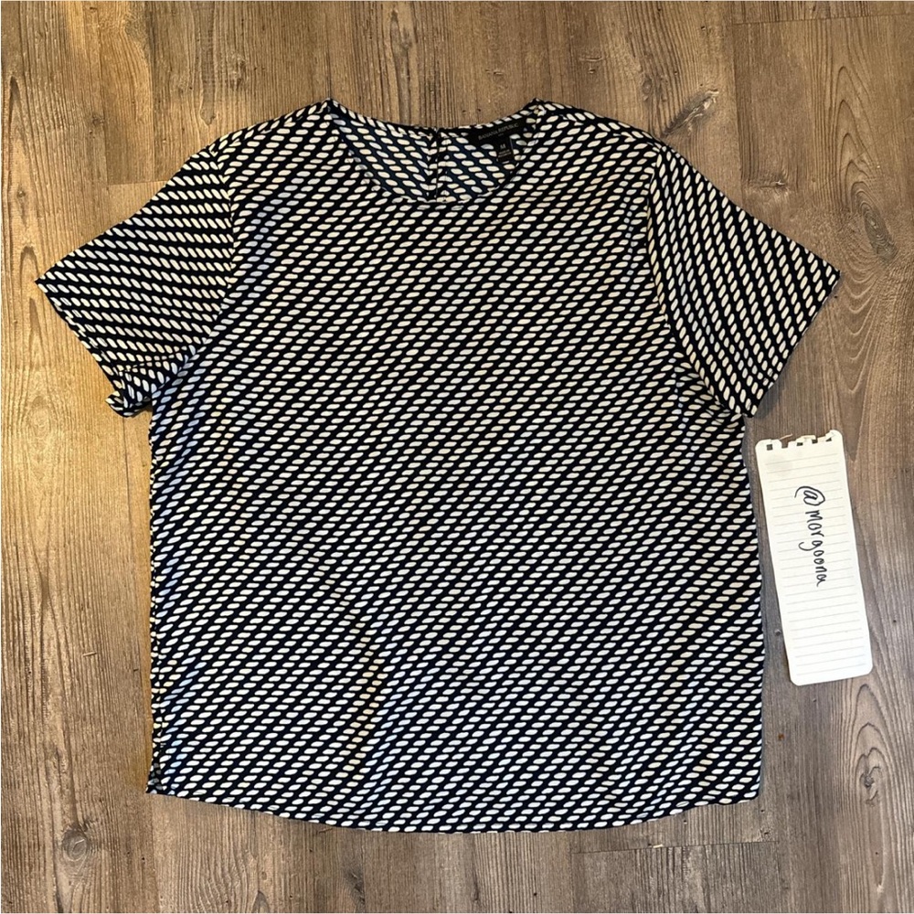 Navy and White Patterned blouse